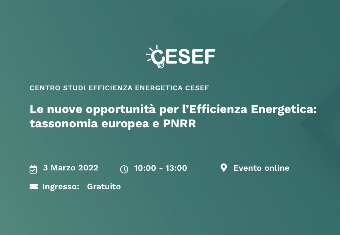 Le nuove opportunità per l’efficienza energetica: tassonomia europea e PNRR